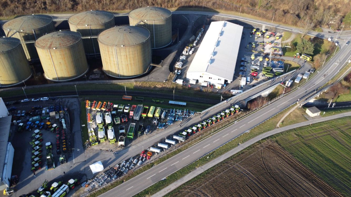 Luftaufnahme von den Serco Open Landwirtschaftsmaschinen-Ausstellung