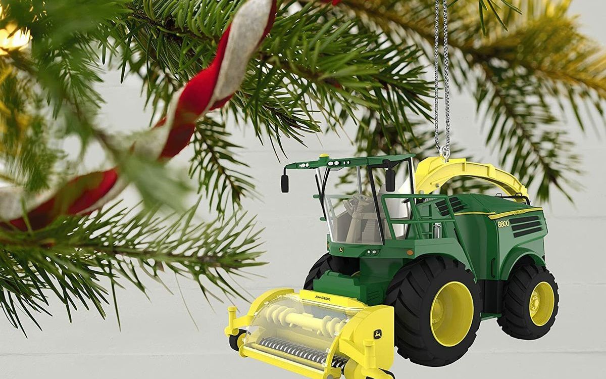 Décoration de sapin « moissonneuse-batteuse » vert et jaune
