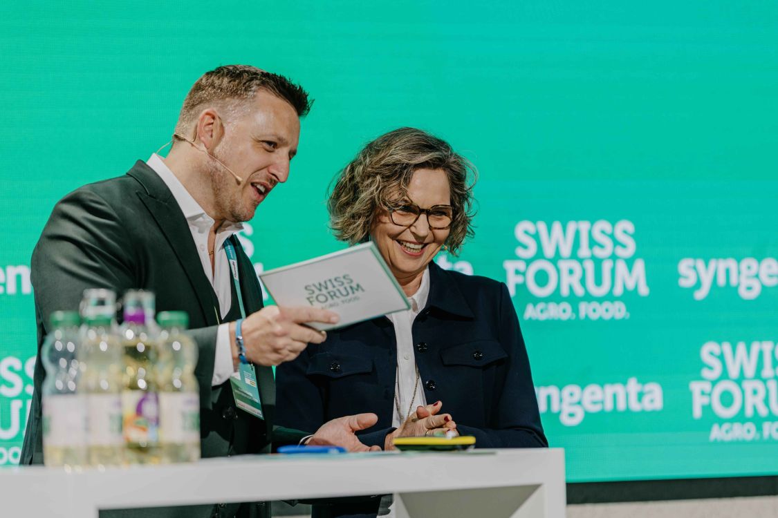 Petra Laux, du groupe Syngenta, a évoqué la zone de tension entre productivité et impact écologique. (Photo : Diana Mumenthaler Fotografie)